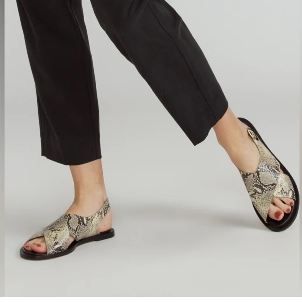 Everlane Snakeskin Slingback Sandals in Beige and Black